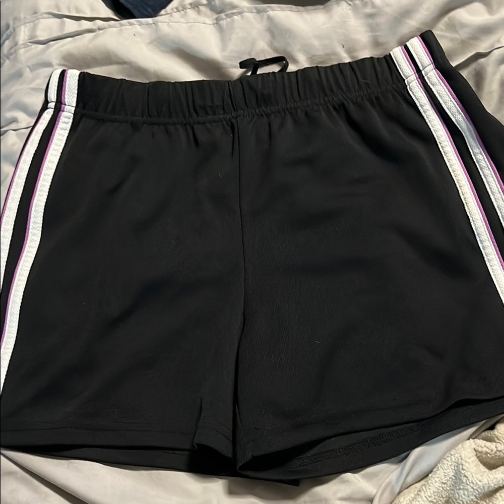 Women's Black Athletic Shorts with Stripes